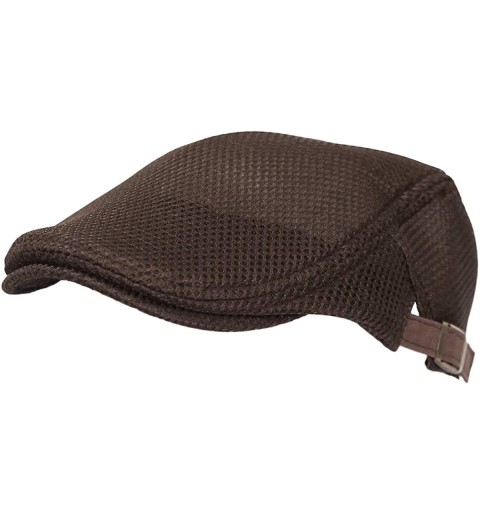 Newsboy Caps Ivy Cap Straw Weave Linen-Like Cotton Cabbie Newsboy Hat MZ30038 - Mesh_brown - CY18W67EZ06 $14.53