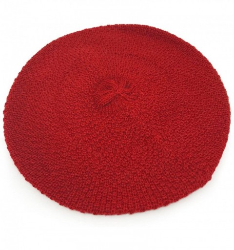 Berets 100% Pure Alpaca Knit Beret - Soft Slouchy Style Tam for Women - Dark Red - C21287AV8RJ $48.86