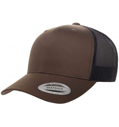 Baseball Caps Yupoong 6606 Curved Bill Trucker Mesh Snapback Hat with NoSweat Hat Liner - Coyote Brown/Black - CR18RH6679X $1...