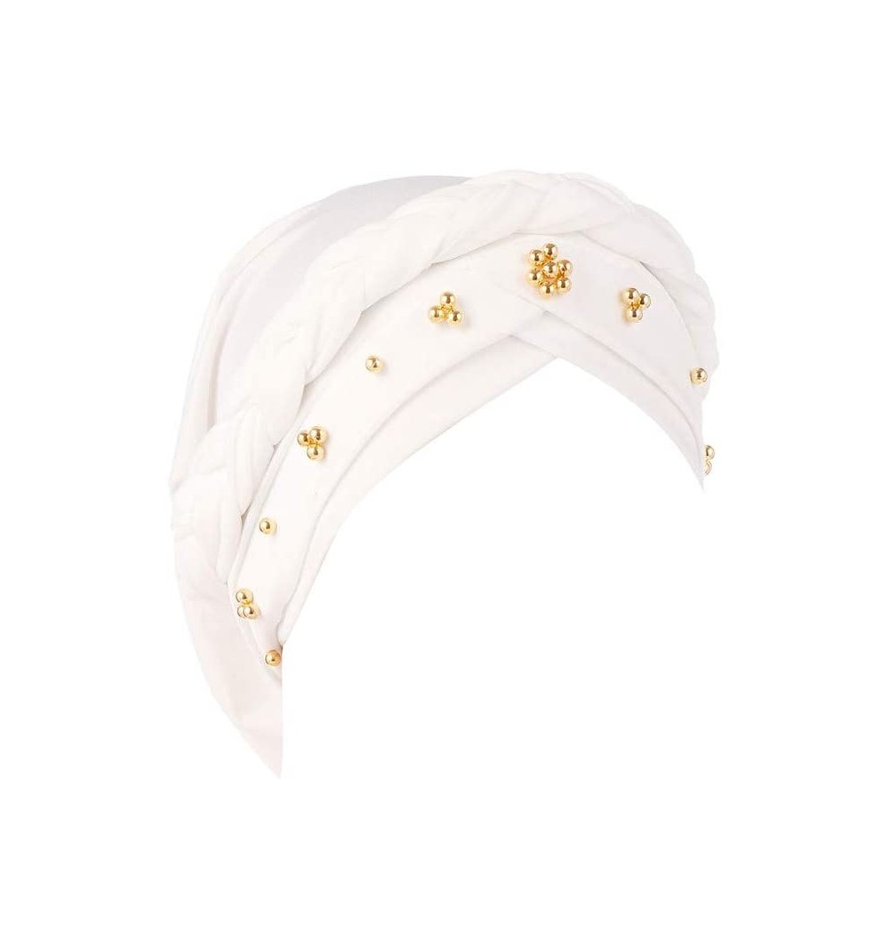 Skullies & Beanies Summer Ruffle Diamond Headscarf - White - CD18QX5UWI7 $11.25
