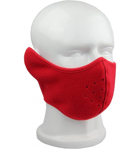 Balaclavas Reversible Fleece Ear Nose Warmer Half Face Mask Facemask Facial Mask - Red - CB11QSUHMAX $14.80