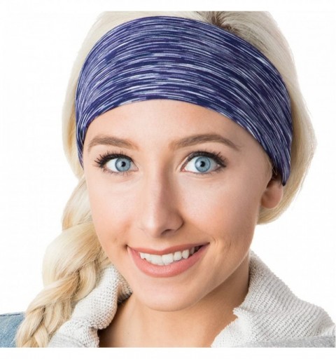 Headbands Adjustable & Stretchy Space Dye Xflex Wide Headbands for Women Girls & Teens - Space Dye Navy - CQ12NRZREEI $10.66