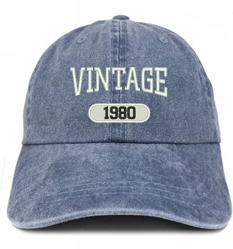 Baseball Caps Vintage 1980 Embroidered 40th Birthday Soft Crown Washed Cotton Cap - Navy - CY180WTX0TN $19.84