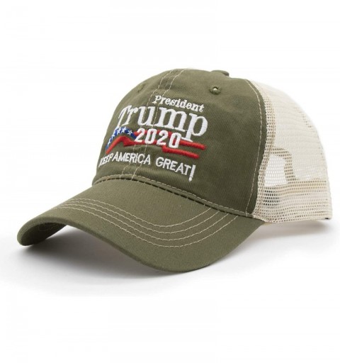 Baseball Caps President Trump 2020 Keep America Great Embroidered USA Flag Hat Baseball Trucker Cap - Green - CX18U4C3UGZ $9.55