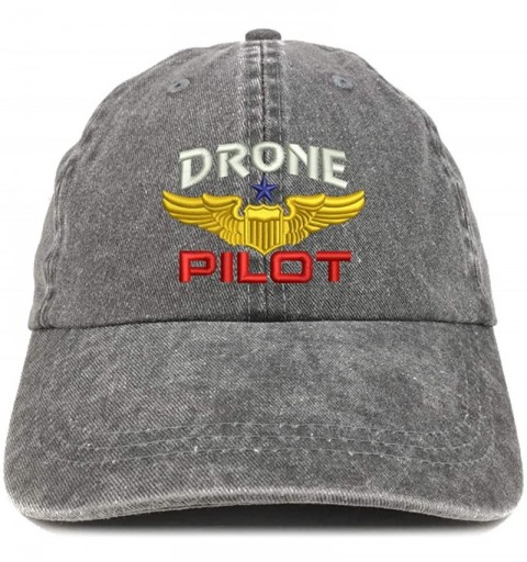 Baseball Caps Drone Pilot Aviation Wing Embroidered Cotton Adjustable Washed Cap - Black - CL18KN70Z4L $19.68