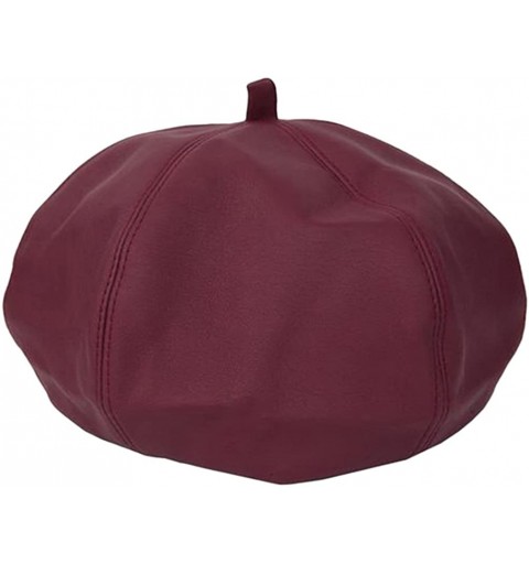 Berets Classic French Style Wool Beret Hat Pearls Beanie Cap with Pom for Women - Z1-burgundy - C61809KDN9Y $10.58
