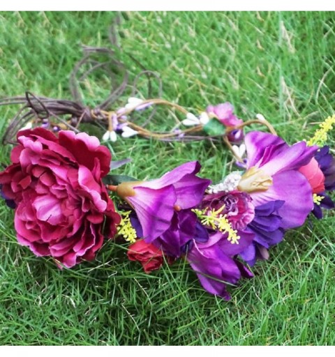 Headbands Maternity Woodland Photo Shoot Peony Flower Crown Hair Wreath Wedding Headband BC44 - Style 4 Purple Penoy - CG186I...