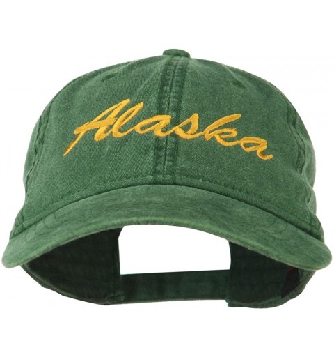 Baseball Caps Western State Alaska Embroidered Washed Cap - Dark Green - CG11MJ3UFGR $42.38