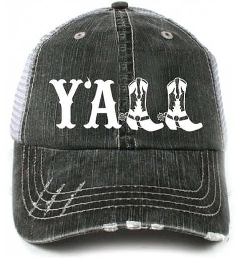 Baseball Caps Y'all Southern Country Women's Trucker Hat Cap - White - C211RGQIOVZ $22.50