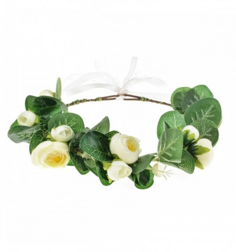 Headbands Eucalyptus Headband Wedding Festivals - G/green leaf white Camellia - CH18UQI0CSC $25.61
