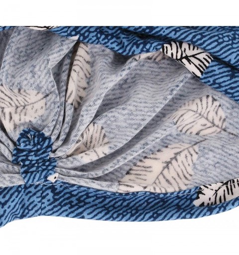 Skullies & Beanies Women Pleated Twist Turban African Printing India Chemo Cap Hairwrap Headwear - Sky Blue1 - CO18U7G5AAW $8.58