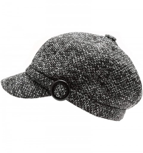 Newsboy Caps Women's Classic Visor Baker boy Cap Newsboy Cabbie Winter Cozy Hat with Comfort Elastic Back - Marled Charcoal -...