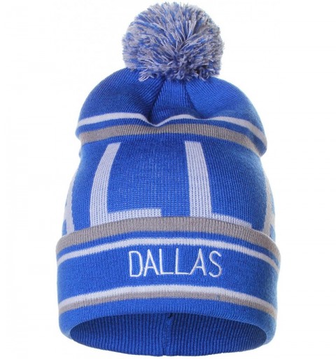 Skullies & Beanies Unisex USA Cities Fashion Large Letters Pom Pom Knit Hat Beanie - Dallas Blue - C912NRDFVGP $7.93