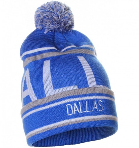 Skullies & Beanies Unisex USA Cities Fashion Large Letters Pom Pom Knit Hat Beanie - Dallas Blue - C912NRDFVGP $7.93
