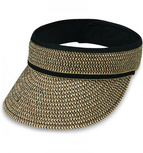 Sun Hats Bianca Visor - Women's Hat - 100% Paper Braid - Black - C7128XT3BUR $30.26