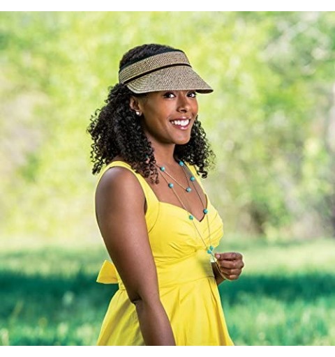 Sun Hats Bianca Visor - Women's Hat - 100% Paper Braid - Black - C7128XT3BUR $30.26