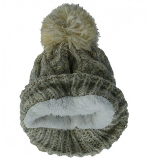 Skullies & Beanies Women's Marled Knit Cable Cuff Cap with Pom - Ivory - C418A9H656A $11.20