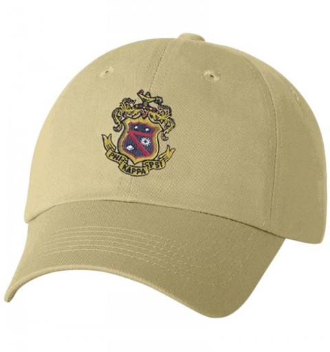 Skullies & Beanies Phi Kappa Psi Crest Hat - Khaki - CF12KTD3H3L $19.97