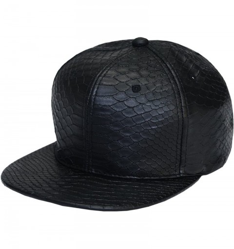 Baseball Caps Plain Animal Snakeskin PU Leather Strapbacks Hat (Black/Brown) - Black - C1126UR56BV $15.77