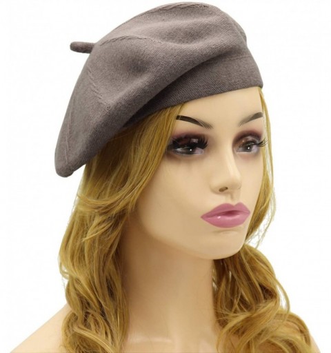 Berets French Beret Hat-Reversible Solid Color Cashmere Beret Cap for Womens Girls Lady Adults - Coffee1 - CS18YZNY2RT $14.71