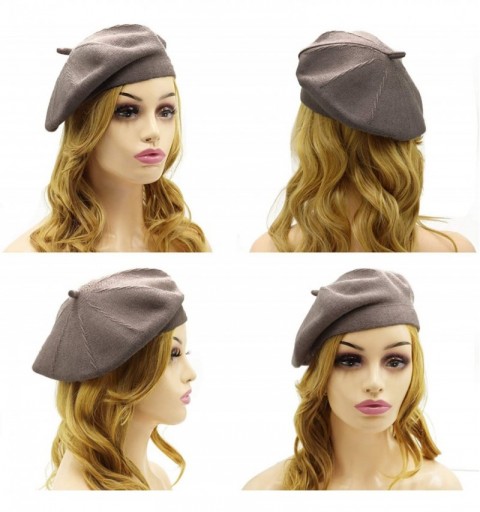 Berets French Beret Hat-Reversible Solid Color Cashmere Beret Cap for Womens Girls Lady Adults - Coffee1 - CS18YZNY2RT $14.71