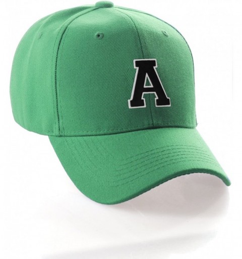 Baseball Caps Classic Baseball Hat Custom A to Z Initial Team Letter- Green Cap White Black - Letter a - CW18IDSU82D $13.11