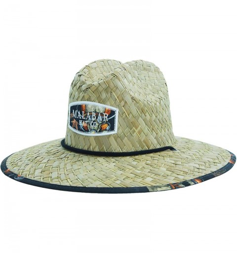 Sun Hats Men's Straw Hat with Fabric Pattern Print Lifeguard Hat- Beach- Gardening- Pool- and Outdoors - Scuba Straw Hat - C6...
