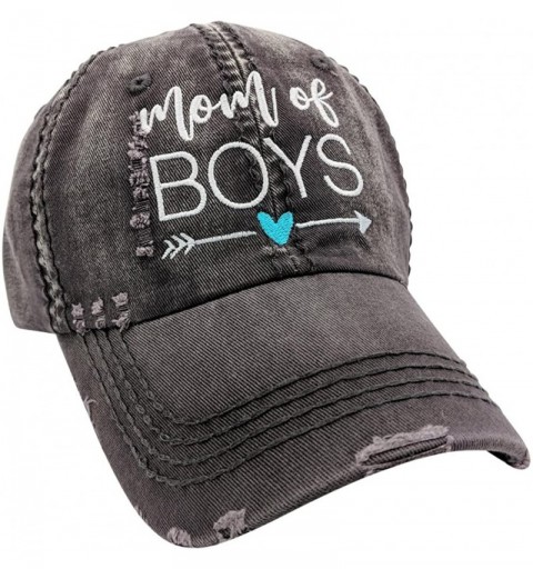 Baseball Caps Women's- Customized- Mom of Boys- Mom Baseball Cap- Mom of Boys Hat - Grey/Customized - CE18DTE09LX $22.20