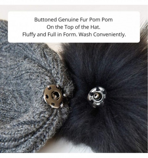 Skullies & Beanies Winter Hats for Women Fur Pom Pom Hats Knitted Cuff Bobble Beanie Warm Wool Ski Cap - CV18L9008G0 $20.18