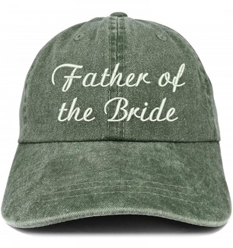 Baseball Caps Father of The Bride Embroidered Washed Cotton Adjustable Cap - Dark Green - C218SSAGRZT $16.15