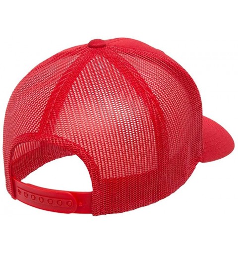 Baseball Caps Yupoong 6606 Curved Bill Trucker Mesh Snapback Hat with NoSweat Hat Liner - Red - CF18O93L67L $12.45