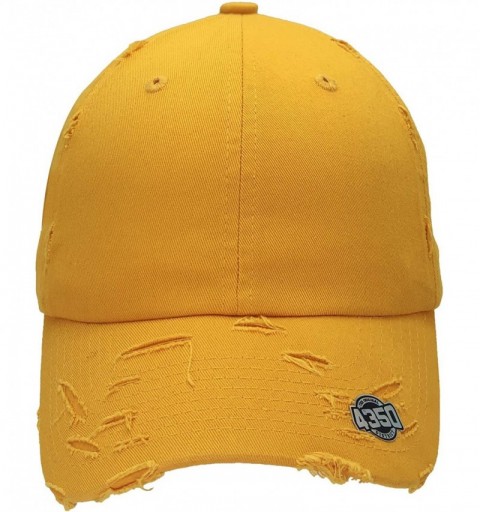 Baseball Caps Dad Hat Baseball Cap Adjustable Distressed Vintage Washed Polo Style Cotton Headwear - Gold - CH18XYIS98M $11.89
