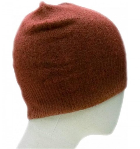 Skullies & Beanies Knitted Warm and Soft Premium Wool Mix Skull Cap Beanie Hat for Men and Women - Blue/Reddish Brown - CJ18M...