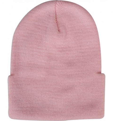 Skullies & Beanies Knit Watch Cap with Cuff - Pink - CP114XY2R5R $9.41