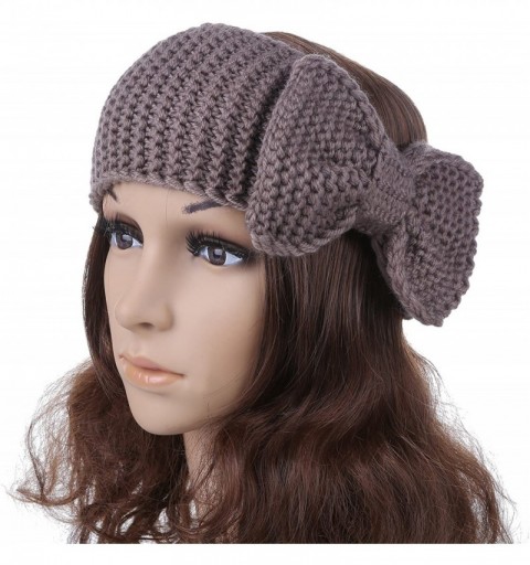 Headbands Women's Crochet Big Bow Knitted Winter Headband 2 - Khaki - C51870CRXTH $8.38
