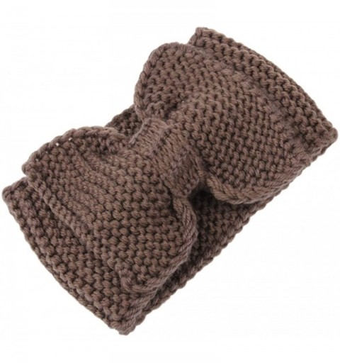 Headbands Women's Crochet Big Bow Knitted Winter Headband 2 - Khaki - C51870CRXTH $8.38