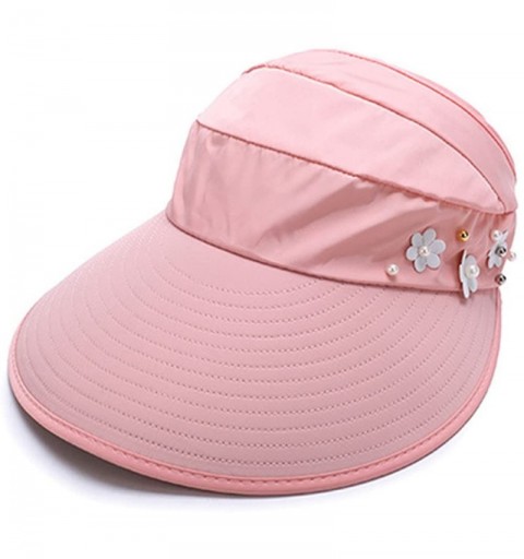 Sun Hats Sun Hats Wide Brim UV Protection Beach Packable Visor Summer Adjustable Cap - Pink - CN18DDGXQGX $9.70