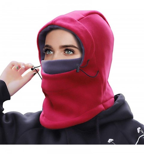 Balaclavas Balaclava Winter Hat for Women- Windproof Ski Face Mask- Neck Warmer Fleece Hood - Red - CJ18Y2XMXTH $10.54