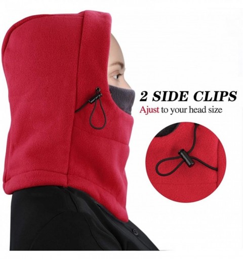 Balaclavas Balaclava Winter Hat for Women- Windproof Ski Face Mask- Neck Warmer Fleece Hood - Red - CJ18Y2XMXTH $10.54