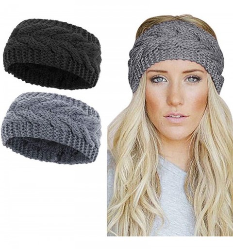 Headbands Womens Winter Knitted Headband - Soft Crochet Bow Twist Hair Band Turban Headwrap Hat Cap Ear Warmer - CM18ASINY4H ...