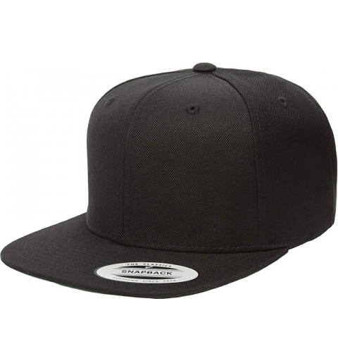 Baseball Caps Yupoong Premium Classic Snapback Hat - Flat Brim- Adjustable Ballcap w/Hat Liner - Black - CY18GYZGDGS $12.82