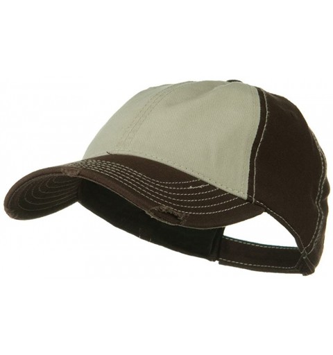 Baseball Caps Superior Garment Washed Cotton Twill Frayed Visor Cap - Brown Khaki Brown - C811918DK3N $8.32