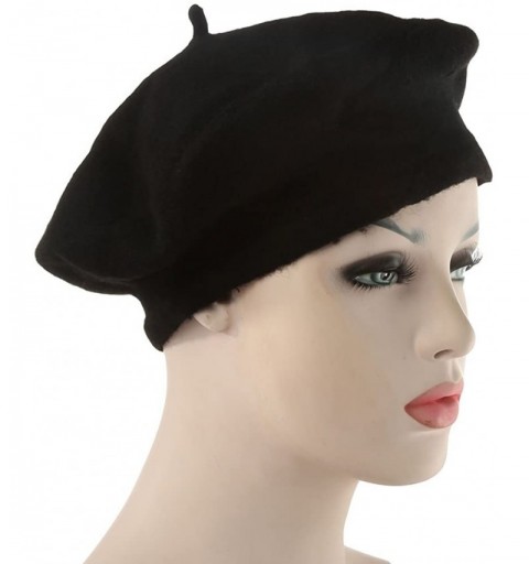 Skullies & Beanies Girl Solid Color Warm Winter Beret French artist Beanie Hat Ski Cap - Black - CN1896KRMIE $11.85