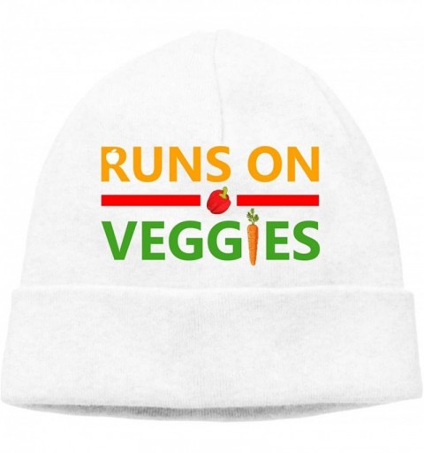 Skullies & Beanies Beanie Hat Runs On Veggies Warm Skull Caps for Men and Women - White - C618KKNOW3Y $22.67