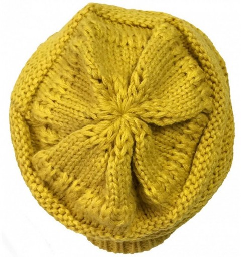 Skullies & Beanies Winter Warm Knitted Infinity Scarf and Beanie Hat - Yellow - CE12FLPTGL9 $13.34