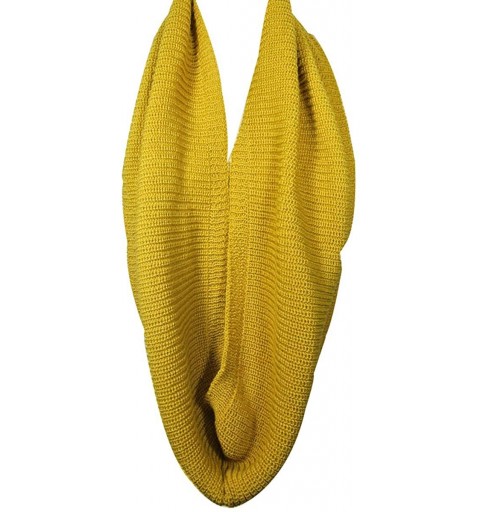 Skullies & Beanies Winter Warm Knitted Infinity Scarf and Beanie Hat - Yellow - CE12FLPTGL9 $13.34