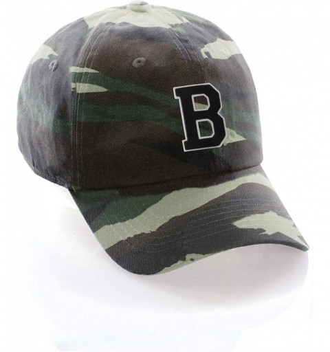 Baseball Caps Customized Letter Intial Baseball Hat A to Z Team Colors- Camo Cap White Black - Letter B - CU18NDNWXI9 $10.61