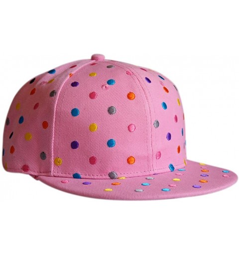 Baseball Caps Men Women Rainbow Color Polka Dot Dotted Snapback Cap FFH126BLK - Pink - CW11K0F2USR $26.08