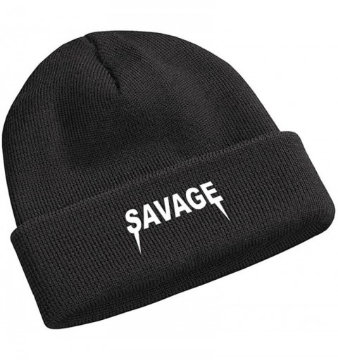 Baseball Caps Savage Font Black Emoji Meme Knit Beanie Winter Unisex Cap Hat - C812N5NPD3V $21.19