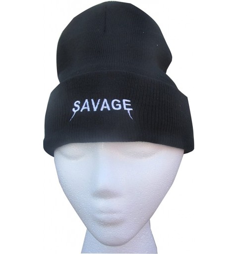 Baseball Caps Savage Font Black Emoji Meme Knit Beanie Winter Unisex Cap Hat - C812N5NPD3V $21.19